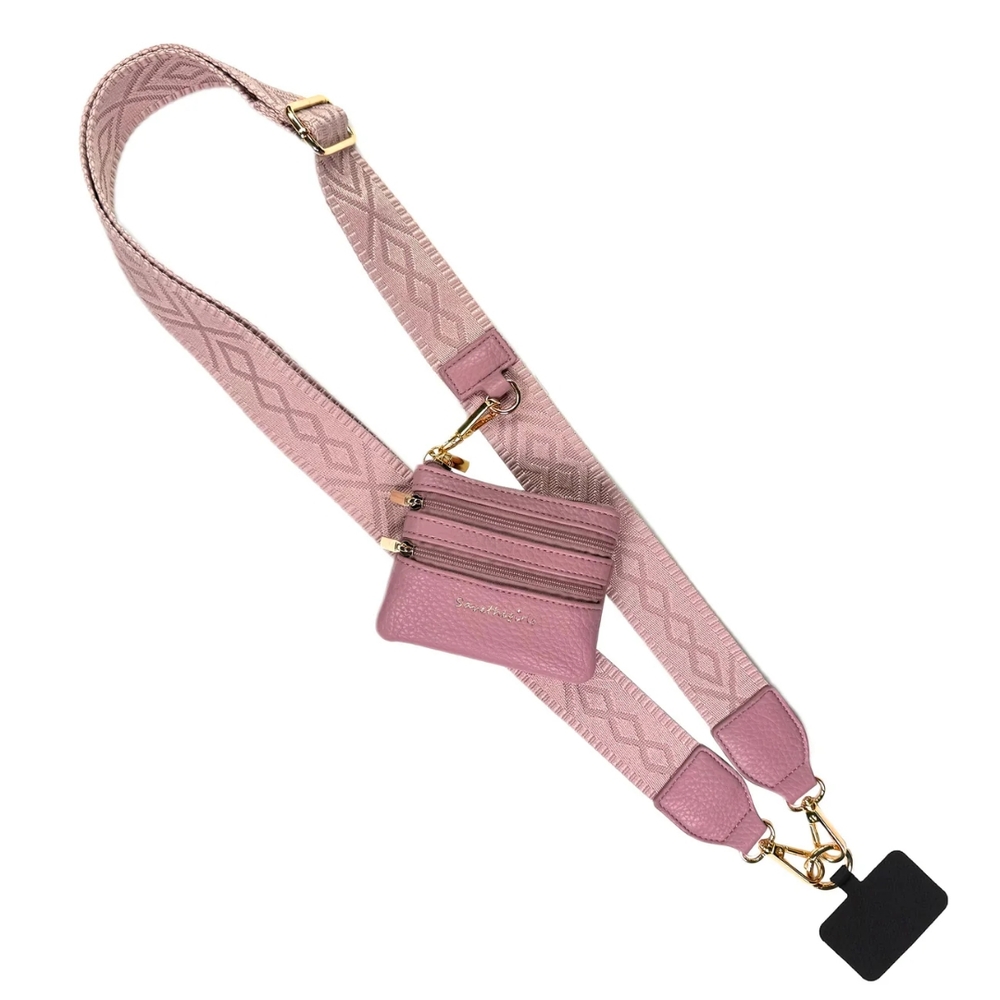 Pink Crossbody Bag with Geometric Strap